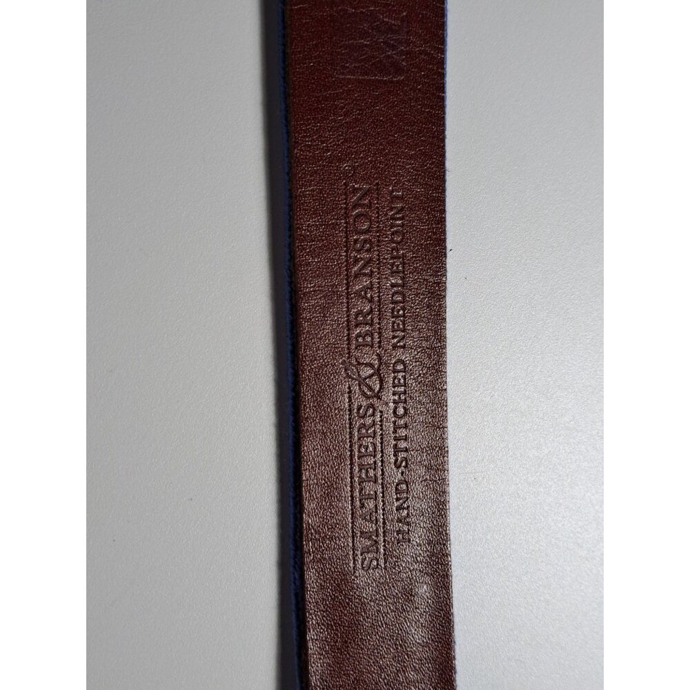 Smathers & Branson Cubs  Hand-Stitched Needlepoint Leather Belt Blue Size 44 Men - Picture 5 of 13